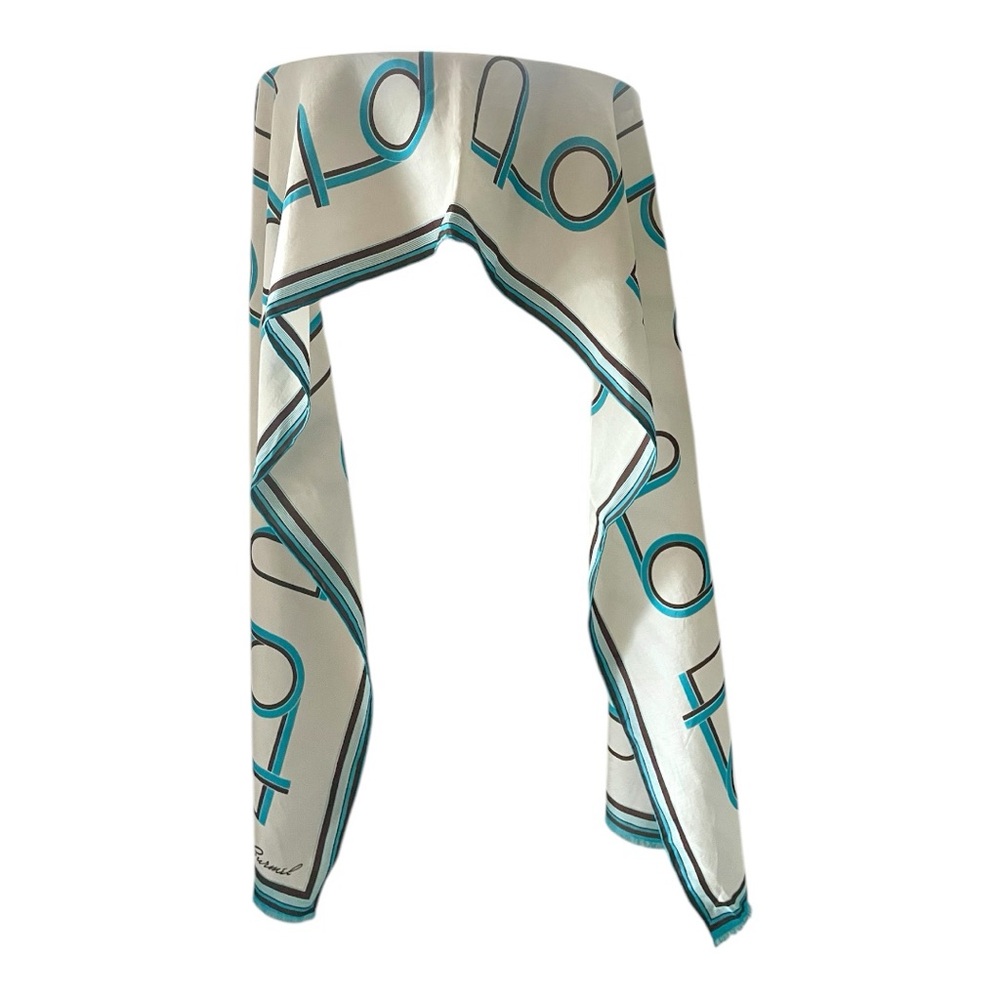 Burmel Silk Scarf - Teal and‎ Brown - Picture 6 of 7